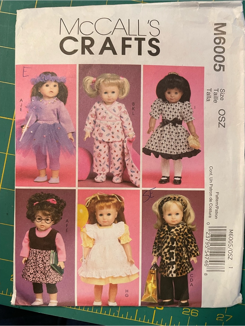 McCall’s Crafts 6005 Doll Outfit Sewing Pattern for 18” dolls.